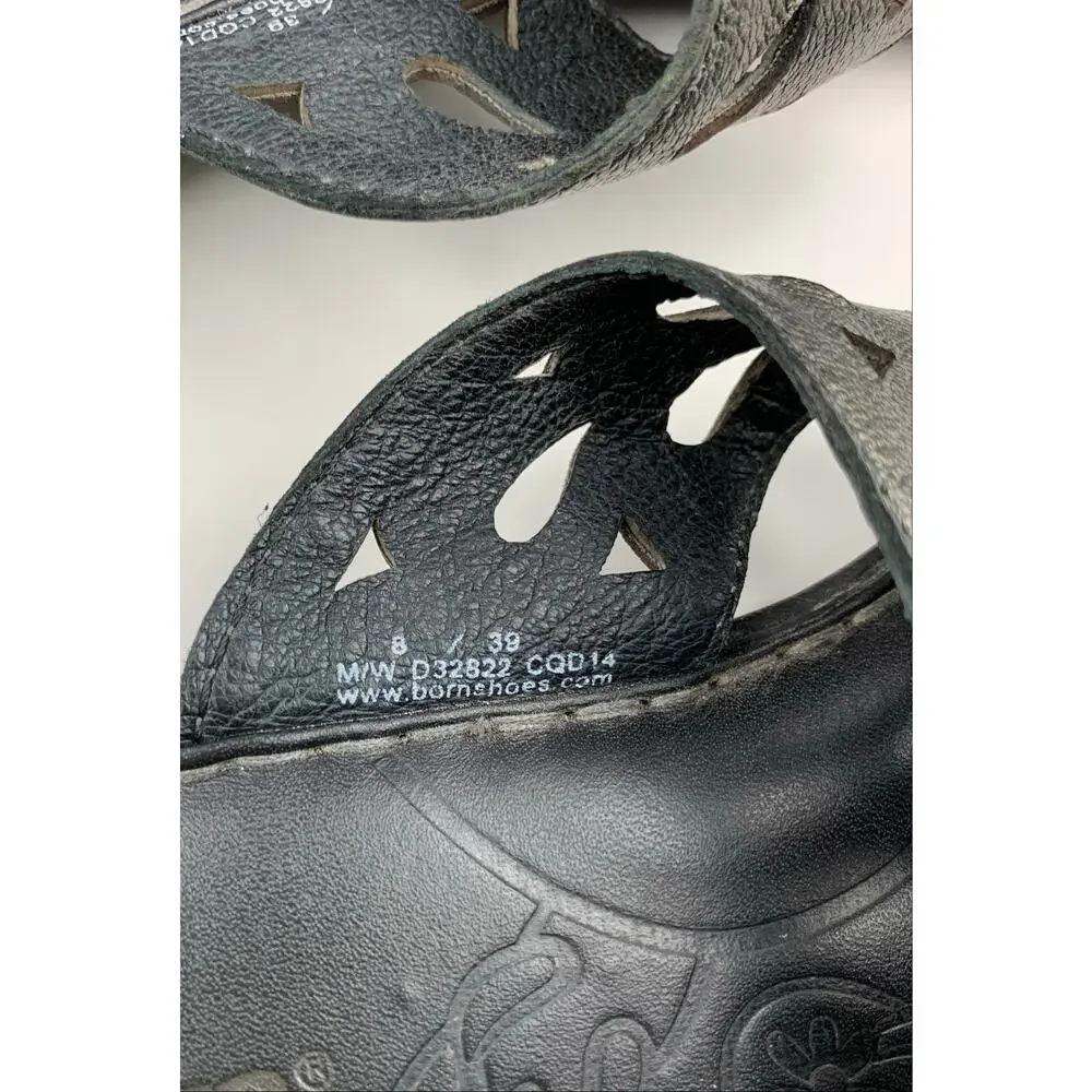 Born Akala Thong Sandals Metallic Pewter Leather Studded Boho Women's 8